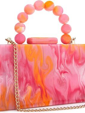 Acrylic Purses Evening Clutch Bag Marbling Handbags for Women Cross Body Bag wit